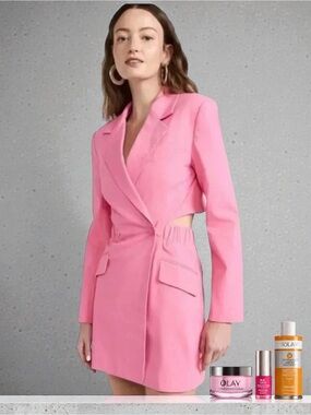 Jonathan Simkhai Kylo Cut Out Tech Blazer Mini Dress Size 6 NWT Taffy Pink